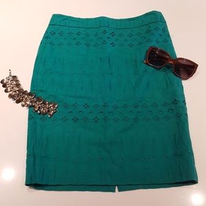 Eyelet pencil skirt
